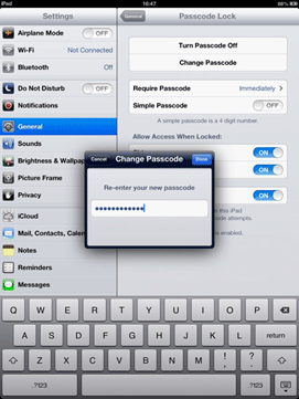 iDevice, Change Passcode